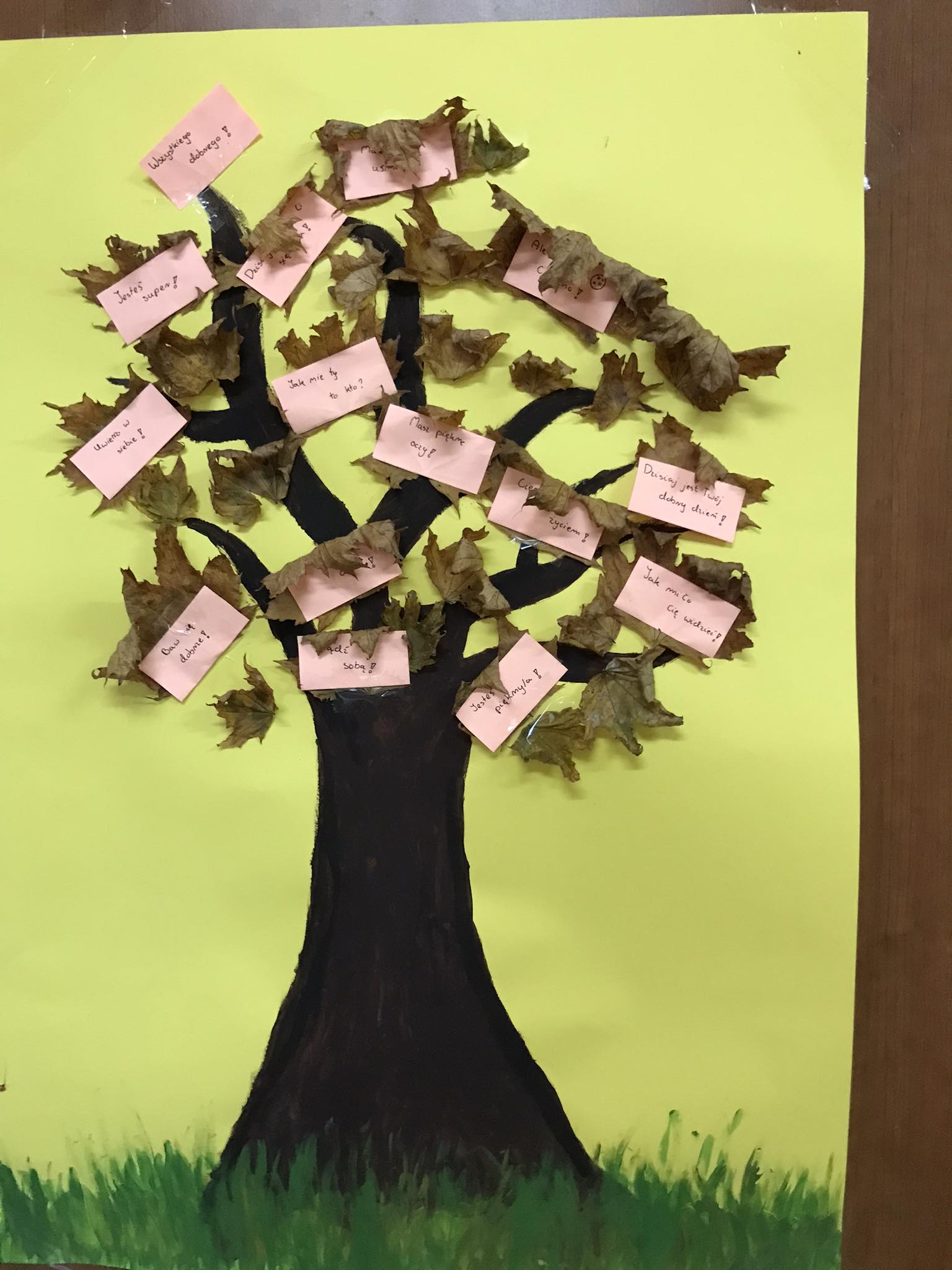 Plakat wykonany przez dzieci - drzewo